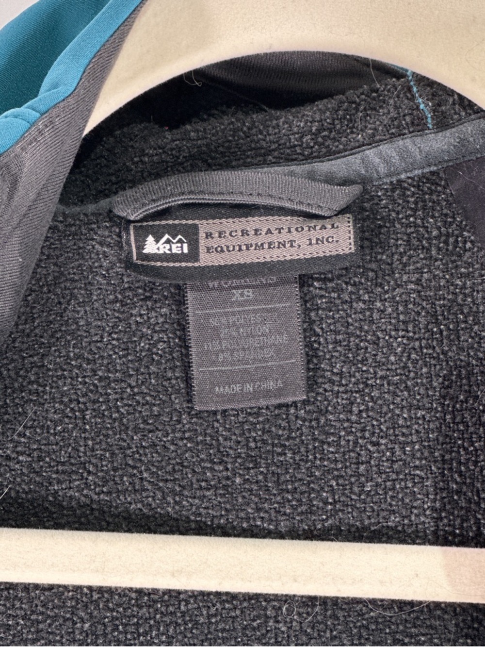 REI Womens XS Gorpcore Softshell Hooded Jacket Teal Gray Colorblock Y2K - Picture 7 of 11